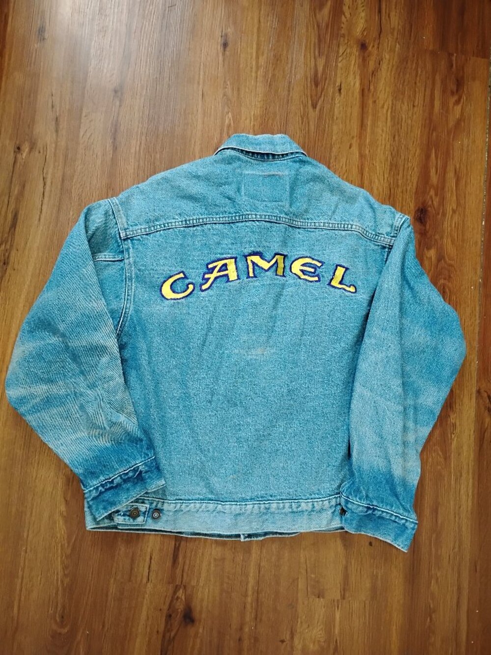 Vintage 90s Camel Denim Jean Jacket Back Hit Promo